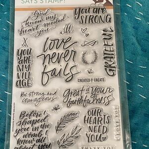 Bundle of three clear photopolymer stamp sets and a set of cards & envelopes